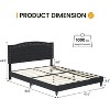 Bed Frame Upholstered Platform Bed with Adjustable Button Tufted & Nailhead Trim Headboard - 3 of 4