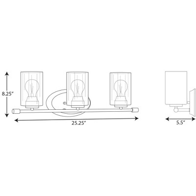 Riley Brushed Nickel 3-Light Bath Vanity with Clear Glass Shades
