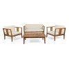 Christopher Knight Home Ted Outdoor 4 Piece Acacia Wood Chat Set with Cushions and Slatted Coffee Table - 2 of 4
