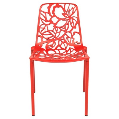 Devon Red Aluminum Outdoor Flower Design Dining Chair