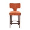 Mid-Century Modern Counter Height Bar Stools Set of 2, Farmhouse Linen Upholstered Accent Chairs with Curved Backrest and Copper Nail Trim - 2 of 4