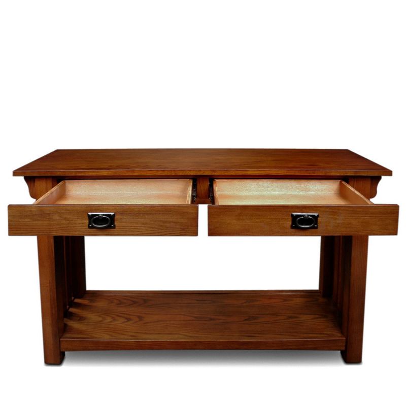 Mission Console Table with Drawers And Shelf Medium Oak - Leick Home, 3 of 12