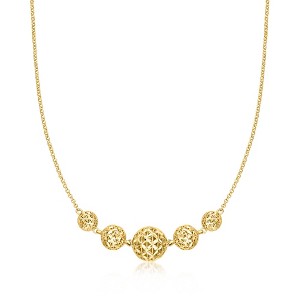Ross-Simons 18kt Gold Over Sterling Graduated Diamond-Cut Bead Necklace Size 18 - 1 of 3