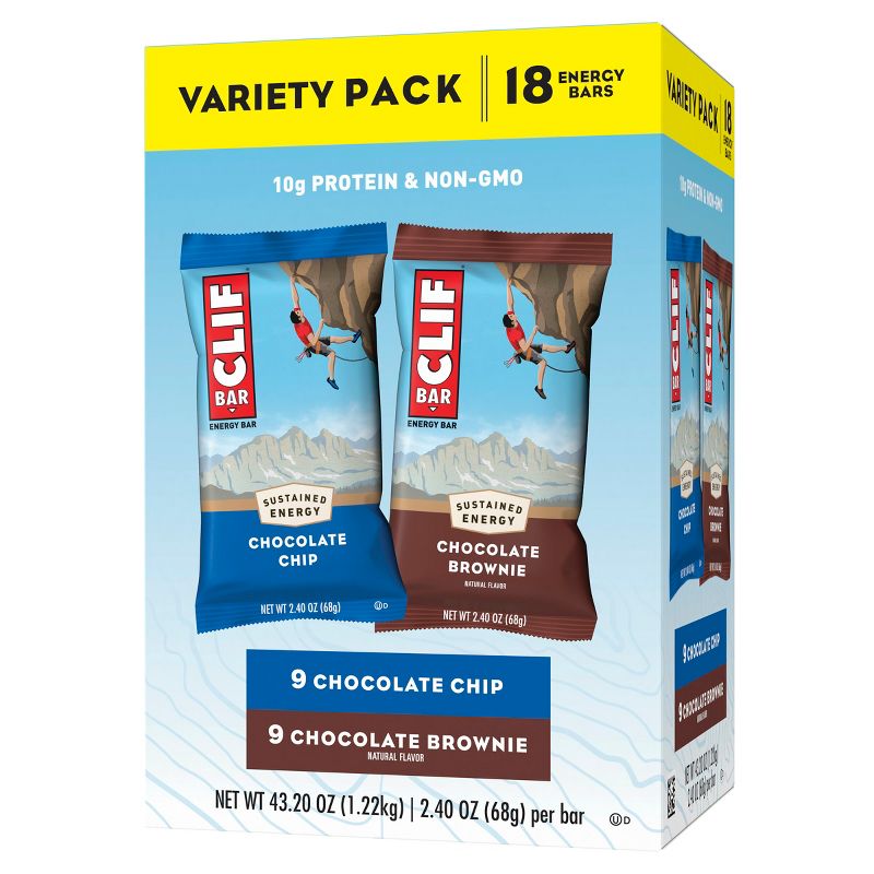 CLIF Bar Variety Pack Chocolate Chip and Chocolate Brownie Energy Bars - 43.2oz, 1 of 10