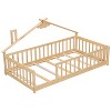 NicBex Twin Size Wood Montessori Bed with House-Shaped Bedside,Floor Bed Frame with Safety Guardrails and Slats,Modern Toddler Bed for Bedroom,Natural - 4 of 4