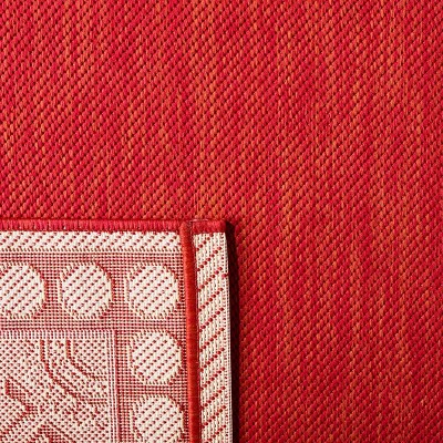 Courtyard Red and Natural Rectangular Stain-Resistant Rug