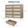 GustoWave 8 Drawer Rattan Dresser, 47.2" x 15.7" x 39.4" Rattan Chest of Dressers with Solid Wood Legs, Natural - 3 of 4
