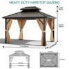 Outdoor Galvanised Steel Hardtop Gazebo, Heavy Duty Double Roof Outdoor Gazebo with Netting and Sunshade Curtains, Aluminium Framed Gazebo for Patio - 4 of 4
