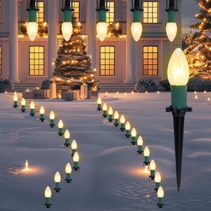 Joyfy C9 Christmas Pathway Lights, 30.75FT 24 Bulbs Outdoor Christmas Decorations Lights for Holiday Xmas Outside Yard Garden, Party, Walkway Decor - 1 of 4