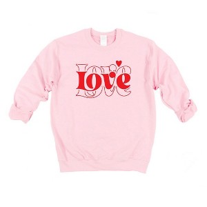 Simply Sage Market Women's Graphic Sweatshirt Love Heart Stacked - 1 of 3