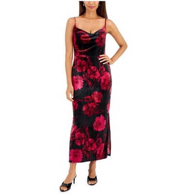 Taylor Womens Velvet Floral Sheath Dress