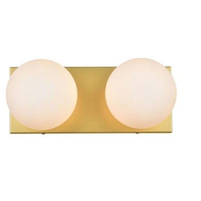 Elegant Lighting Jaylin 2 light Brass and frosted white Bath Sconce