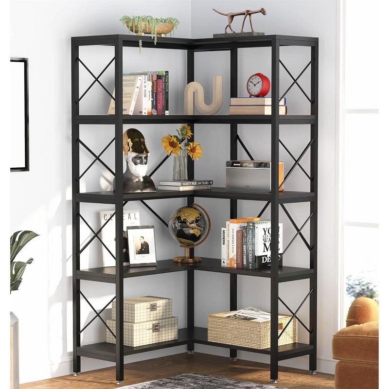 Tribesigns 5-Tier Corner Bookshelf, L-Shaped Book Storage Display Rack, 2 of 6
