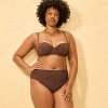 Women's Abstract Pucker High Waist High Leg Medium Coverage Bikini Bottom - Shade & Shore™ Brown - 4 of 4