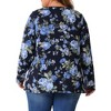 Agnes Orinda Women's Plus Size Fall Long Sleeve Pleated Crew Neck Flowy Floral Casual Blouses - 4 of 4