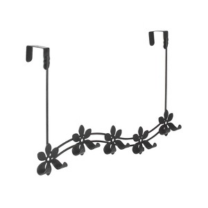 Spectrum Diversified Flower Over The Door 5 Hook Rack: Metal & Wood Utility Storage, Portable Universal Organizer - 1 of 4