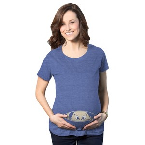 Maternity Baby Peeking T Shirt Funny Pregnancy Tee For Expecting Mothers - Crazy Dog Maternity T Shirt - 1 of 4