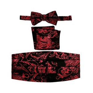 Gioberti Boy's Adjustable Satin and Paisley Cummerbund Set - 1 of 3