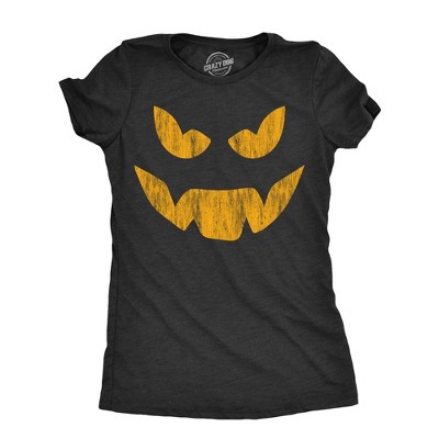 Womens Evil Eddie Pumpkin T Shirt Funny Halloween Jack O Lantern Dark Smile Tee For Ladies - Crazy Dog Women's T Shirt Black M