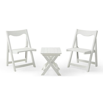 HIPS Material Outdoor Bistro Set Foldable Small Table and Chair Set with 2 Chairs and Rectangular Table