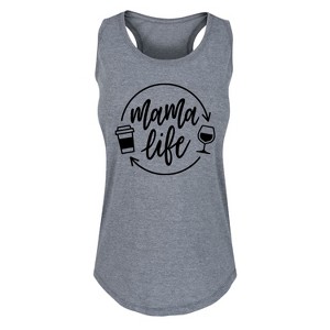Women's - Instant Message - Mama Life Coffee Wine Graphic Racerback Tank - 1 of 4