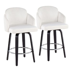 Contemporary Fixed-Height Counter Stool with Swivel in Wood and Round Footrest, Set of 2 - 1 of 4