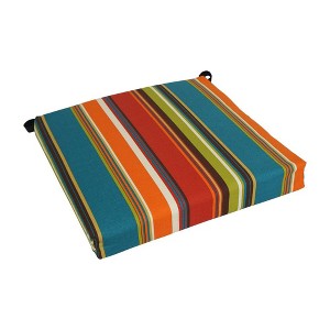 Blazing Needles, 20-inch by 19-inch Patterned Outdoor Spun Polyester Chair Cushion, Montfleuri Sangria - 1 of 2