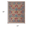 Blue Red and Yellow Wool Oriental Hand Knotted Area Rug - 3 of 4