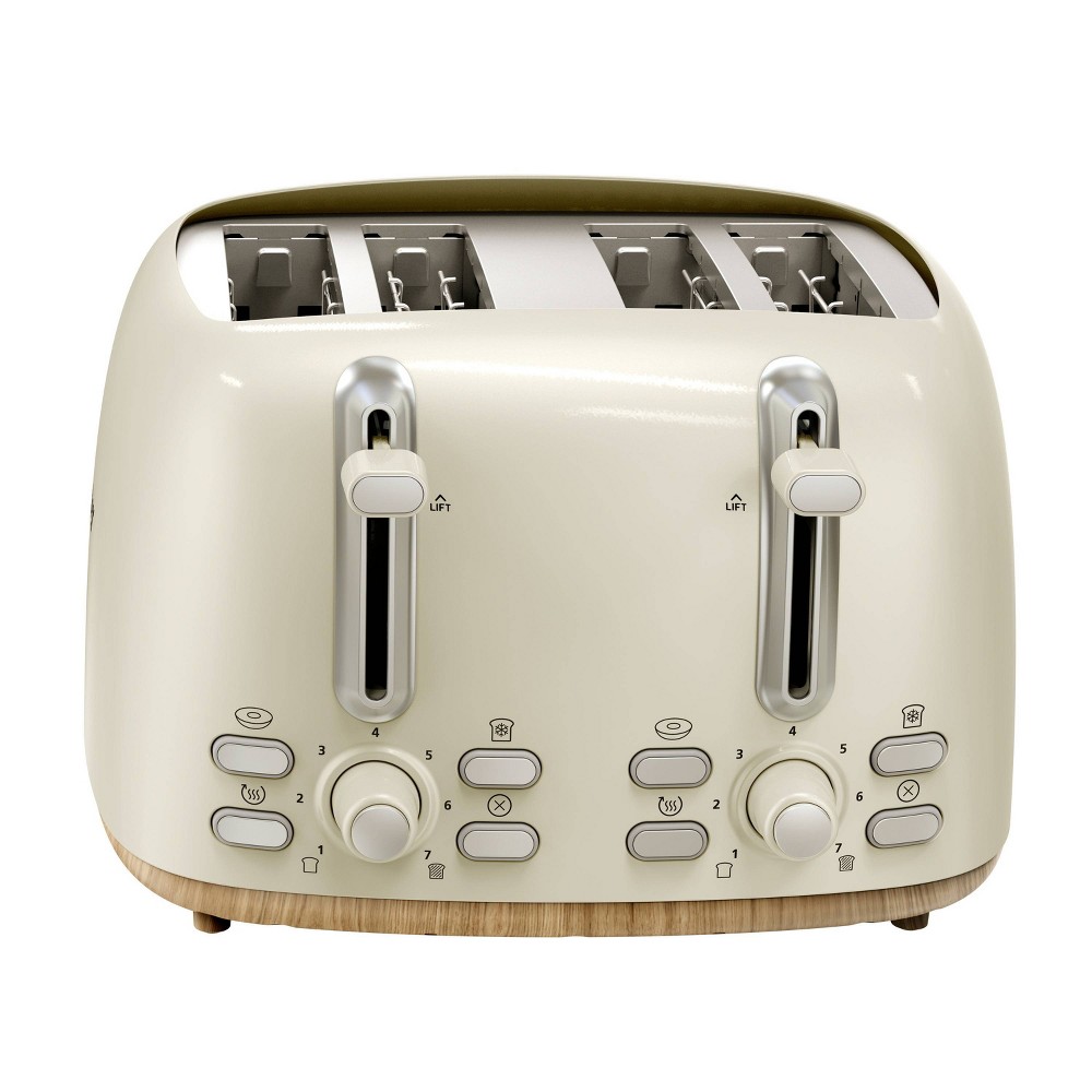 Oster 4-Slice Toaster Stainless Steel With Extra-Wide Slots Oat Milk: Retro Toaster, Bagel & Warmer, 1500W, Spot Clean