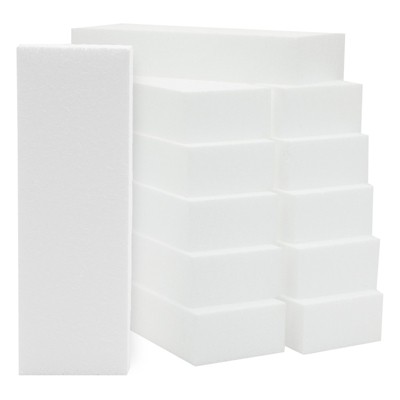 Juvale 12 Pack Foam Rectangle Blocks for Kids Crafts, Polystyrene Boards for DIY Sculpture, 12x4x2 Inches