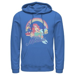 Men's The Little Mermaid Ariel Actually I'm a Mermaid Rainbow  Pull Over Hoodie - Royal Blue - Large - 1 of 4