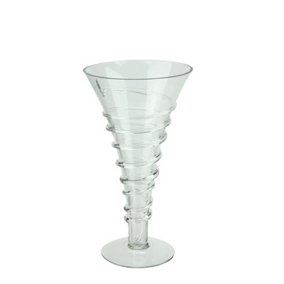 Northlight 15.75" Spiral Accent Glass Trumpet Vase - Clear