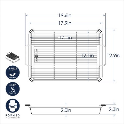 Gold Nonstick High-Sided Baking Tray with Black Rack