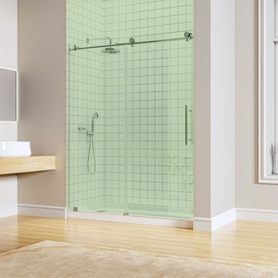 CIPACHO Adjustable Single Slide Frameless Shower Door: Stainless Steel, Leak-Proof,60*74 Inch