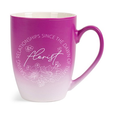 Elanze Designs Florists Saving Relationships Since The Dawn Of Time Two Toned Ombre Matte Pink and White 12 ounce Ceramic Stoneware Coffee Cup Mug