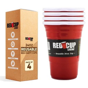 Red Cup Living 24Oz Tumbler Cup with Lid & Straw, Insulated Reusable Plastic Cup for Hot & Cold Drinks, Coffee Tumbler, Summer Party Cup - 1 of 4