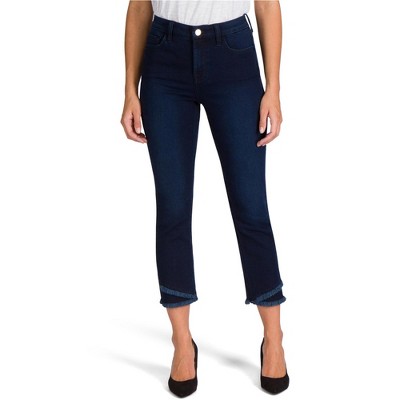7 For All ManKind Womens Frayed Hem Straight Leg Jeans