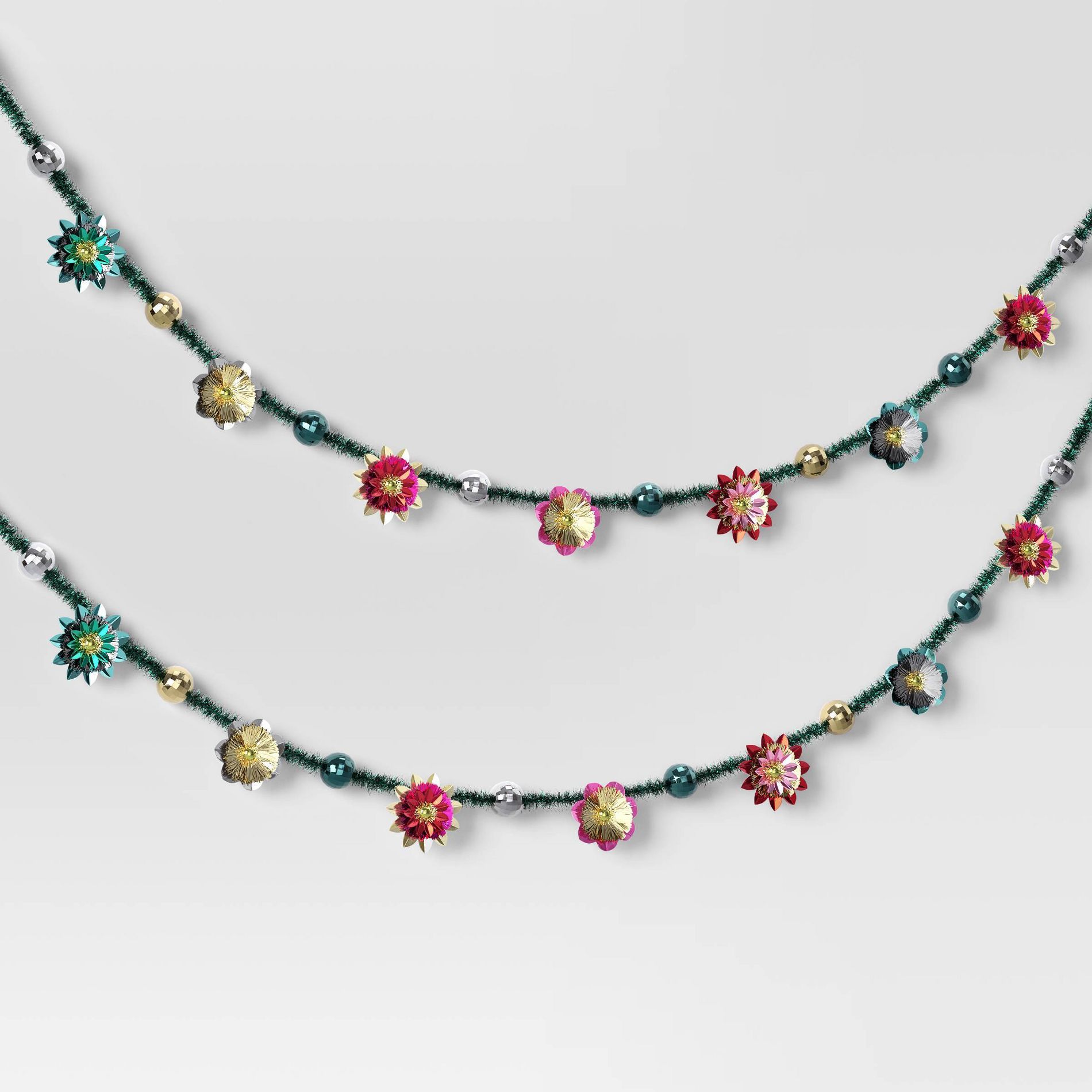 Christmas Tinsel Flower Garland - Wondershop™