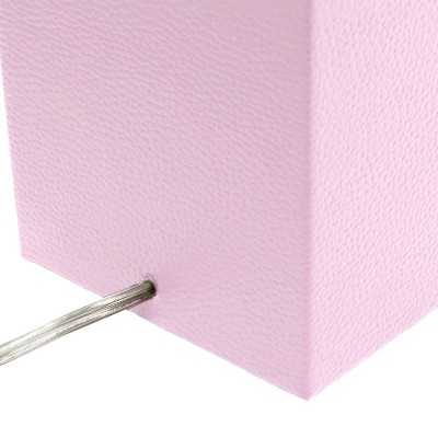 Blush Pink Leather Table Lamp with USB Port and Fabric Shade