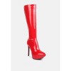 CHATTON Tan Patent Stiletto High Heeled Calf Boots Women - 3 of 4