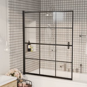 vidaXL Shower Enclosure ESG 45.7"x55.1" Black - 1 of 4