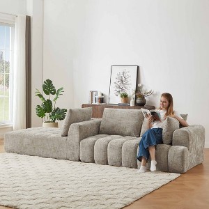 Aukfa 108.2"L-Shaped Chenille Sectional Sofa with Chaise,No Assembly Required Modular Sofa,Tufted Upholstery,Khaki - 1 of 4