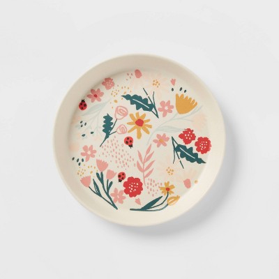 Image of 7" Melamine and Bamboo Floral Kids' Dinner Plate - Pillowfort™