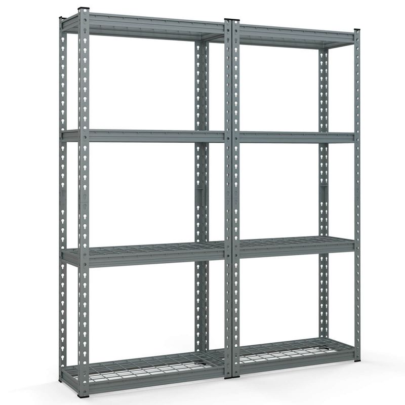 Costway 1/2/3/4 PCS 4-Tier Metal Shelving Unit Heavy Duty Wire Storage Rack with Anti-slip Foot Pads Grey, 1 of 11