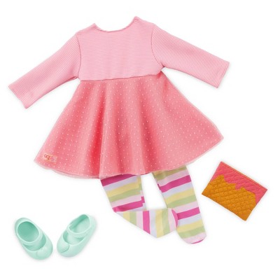 Our Generation Lovely Hearts Pink Hat & Gradient Dress Outfit for 18 Dolls