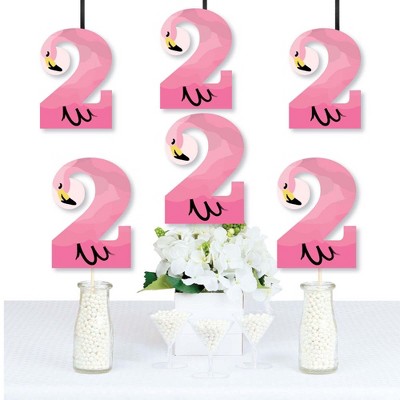 Big Dot of Happiness 2nd Birthday Pink Flamingo - Two Shaped Decorations DIY Tropical Second Birthday Party Essentials - Set of 20