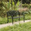 Outdoor Garden Patio Steel Park Bench Lawn Decor with Cast Iron Unique Design Back, Black Seating Bench for Yard, Patio, Garden, Balcony, and Deck - 4 of 4
