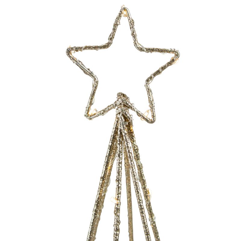 Northlight 17.5" LED Lighted B/O Gold Glittered Wire Christmas Cone Tree - Warm White Lights, 3 of 6