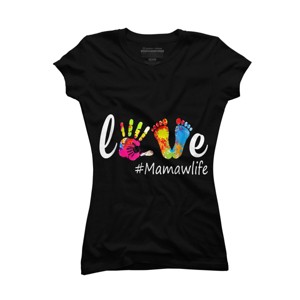 Junior's Design By Humans Love Hands and Feet #Mamawlife By Chos T-Shirt - 1 of 2
