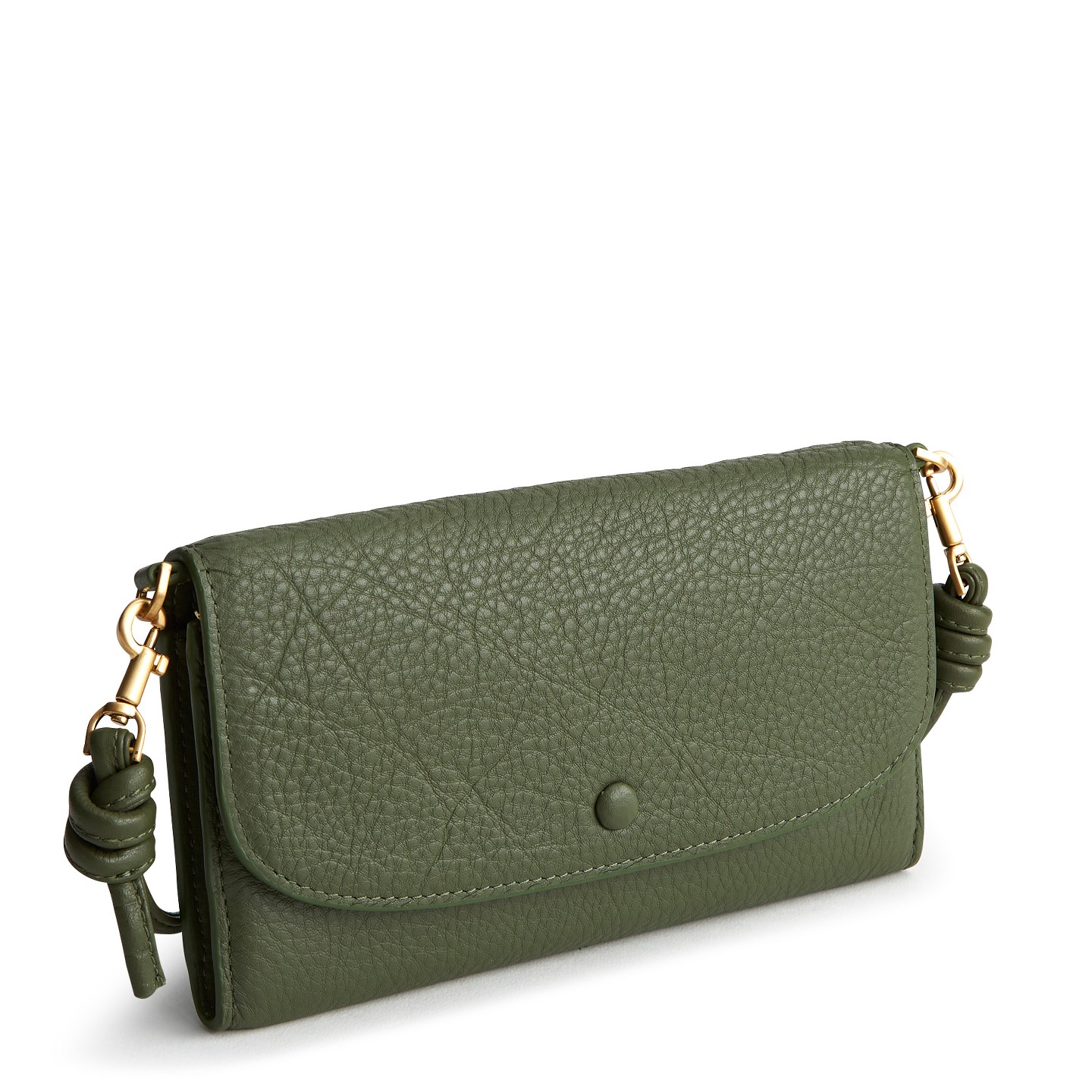Женский кошелёк Vera Bradley Leather Wildwood Wallet Crossbody Bag Bronze Green, цвет: Зелёный — фото 1